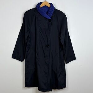 Mycra Pac Jacket Womens XS Blue Black Rain Jacket Pleated Collar Made in USA